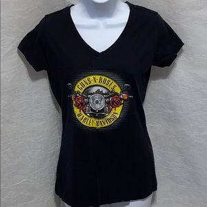Harley Davidson Guns N Roses V Neck Tee Shirt